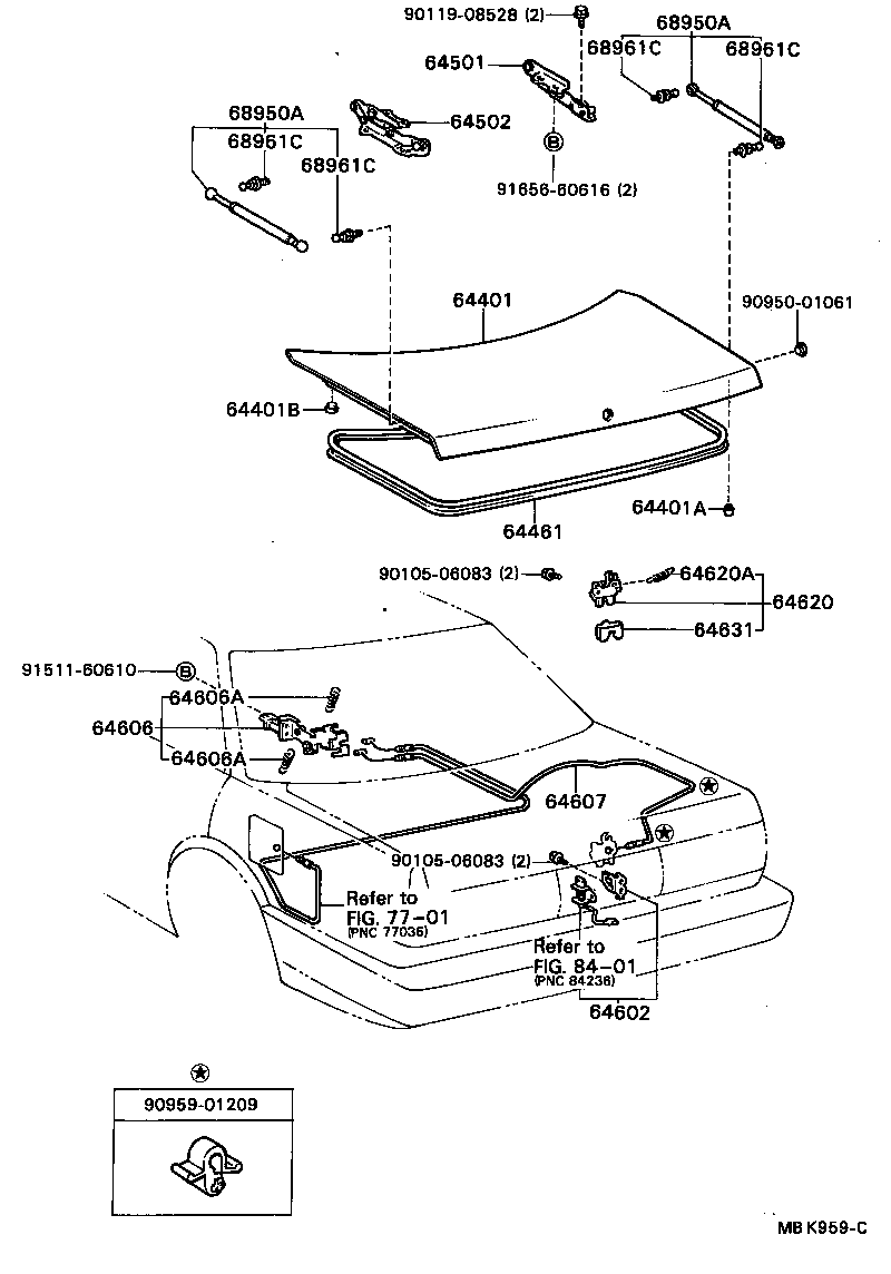 64607-32100 CABLE SUB-ASSY, LUGGAGE DOOR LOCK CONTROL product image