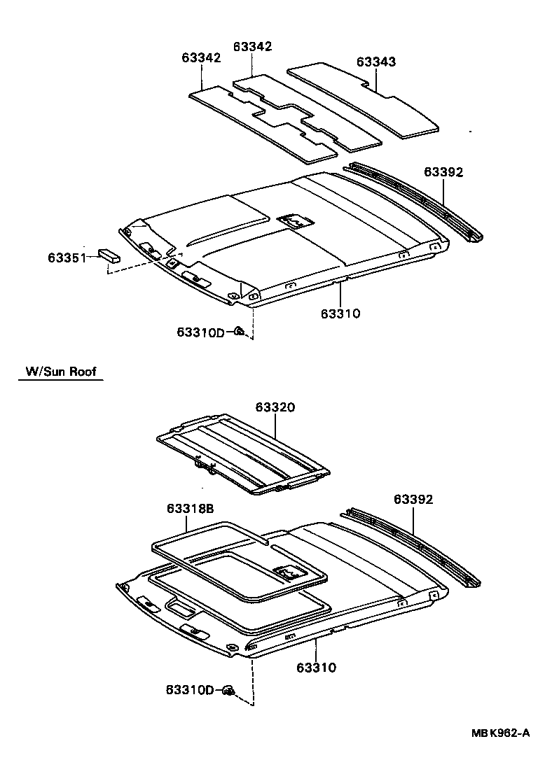 Toyota 63310-32150-04 HEADLINING ASSY, ROOF