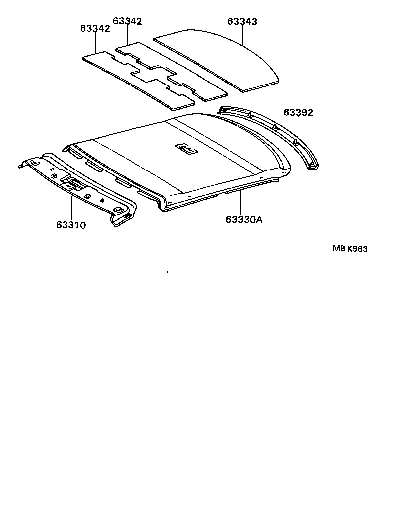 63320-32030-05 HEADLINING ASSY, ROOF, REAR product image