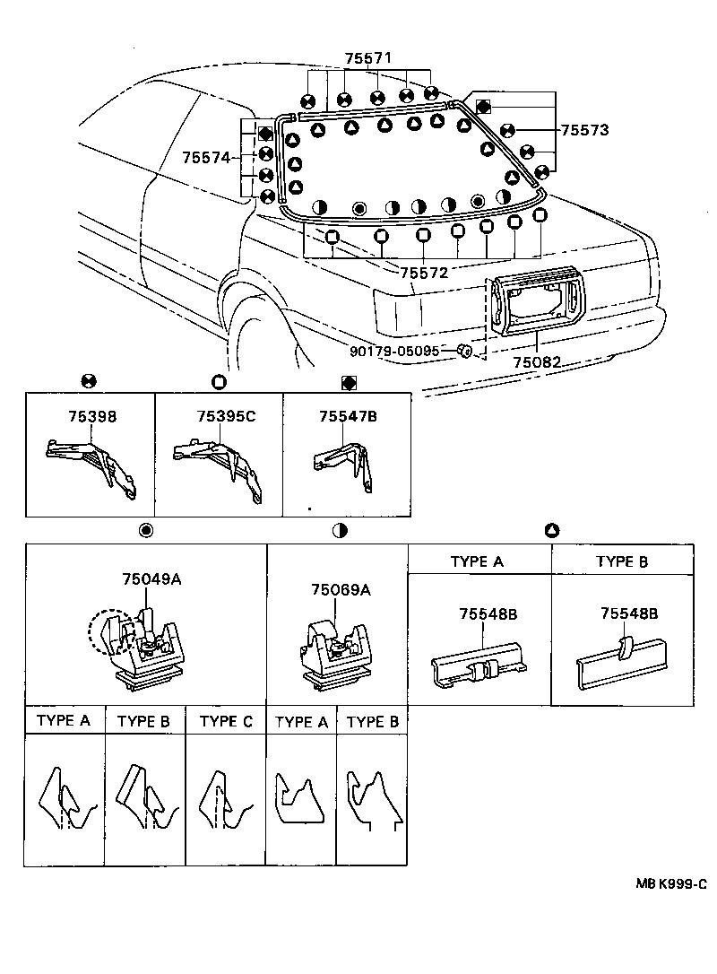 75571-32040 MOULDING, BACK WINDOW, OUTSIDE UPPER product image
