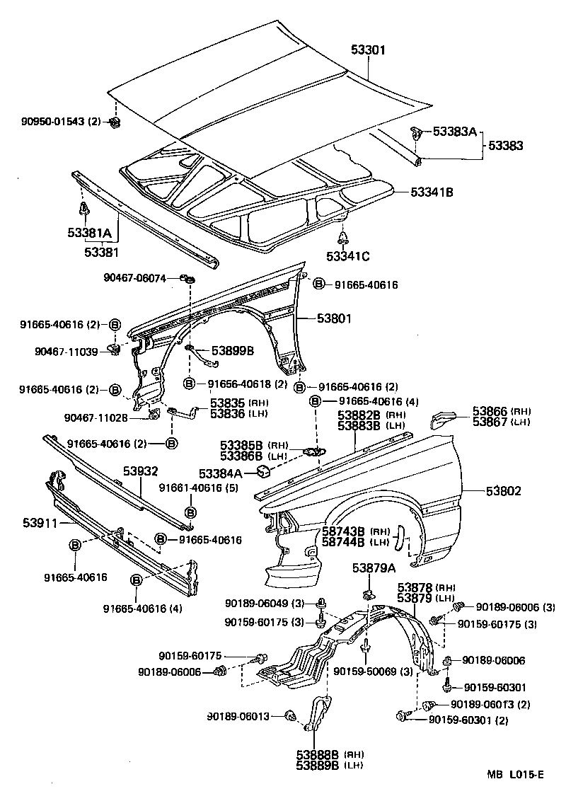 Toyota 53867-32020 SEAL, FRONT FENDER TO COWL SIDE, LH