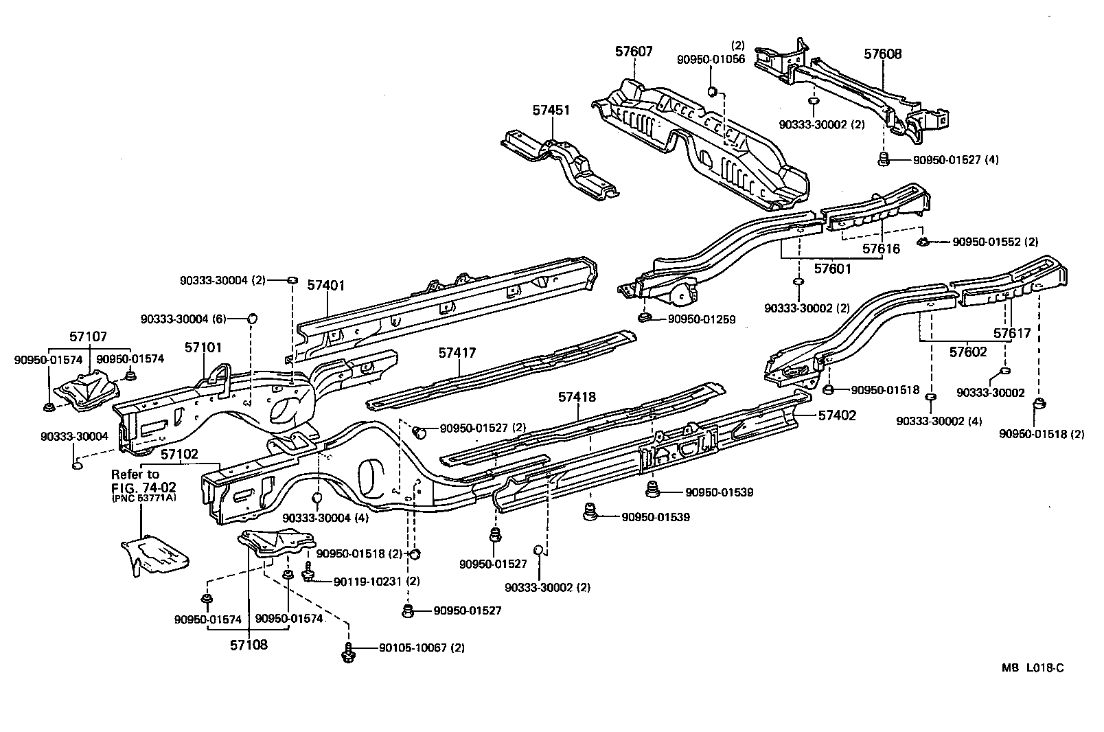 Toyota 57615-32906 MEMBER, REAR FLOOR SIDE, REAR RH
