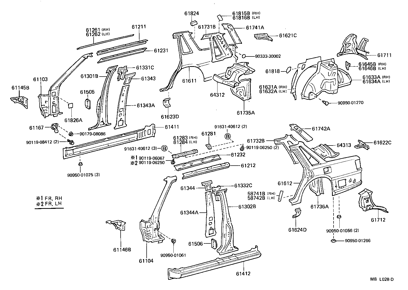 Toyota 61232-32140 RAIL, ROOF SIDE, INNER LH