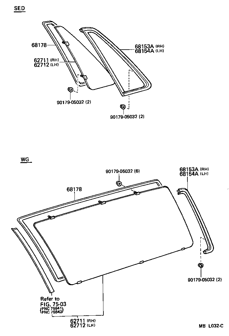 Toyota 62711-32180 GLASS, QUARTER WINDOW, RH