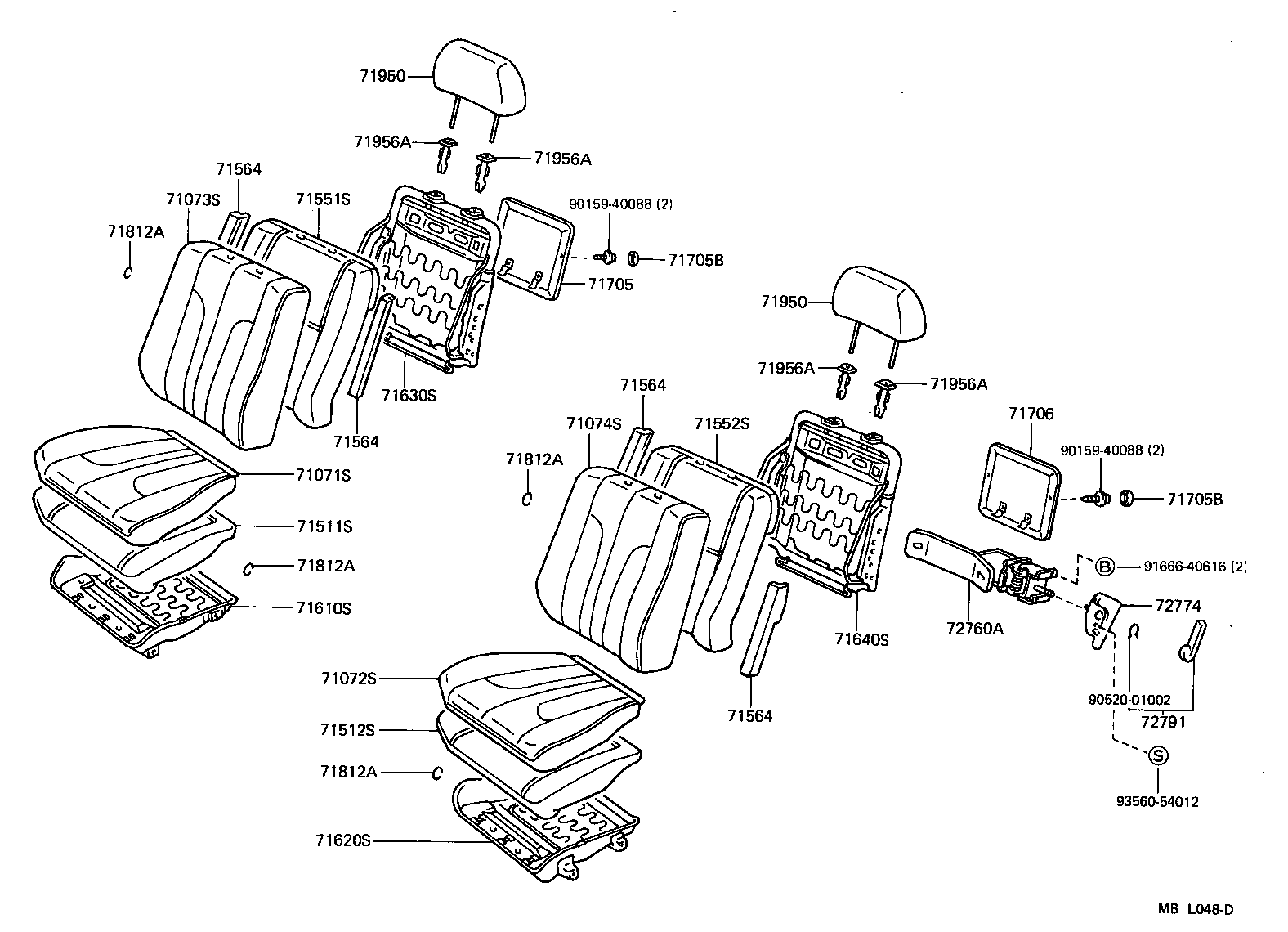 Toyota 71610-32030 SPRING ASSY, FRONT SEAT CUSHION, RH(FOR SEPARATE TYPE)
