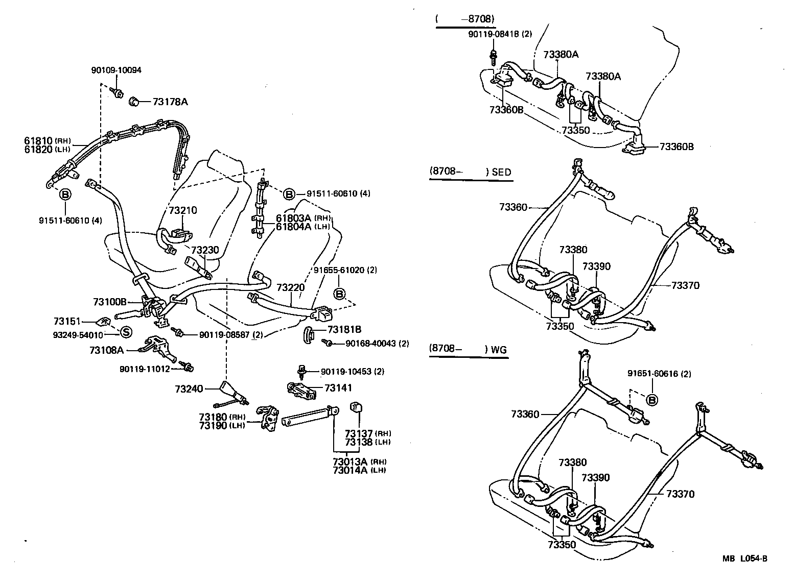 Toyota 73230-32110-03 BELT ASSY, FRONT SEAT INNER, RH