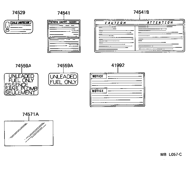 Toyota 41992-12020 LABEL, DIFFERENTIAL NOTICE