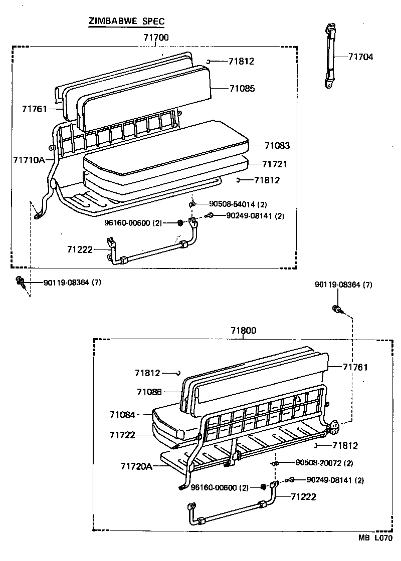 71013-90K02 SPRING ASSY, FRONT SEAT BACK, RH(FOR SEPARATE TYPE) product image