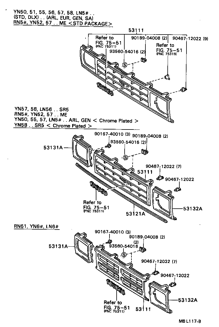 53111-89127 GRILLE, RADIATOR product image