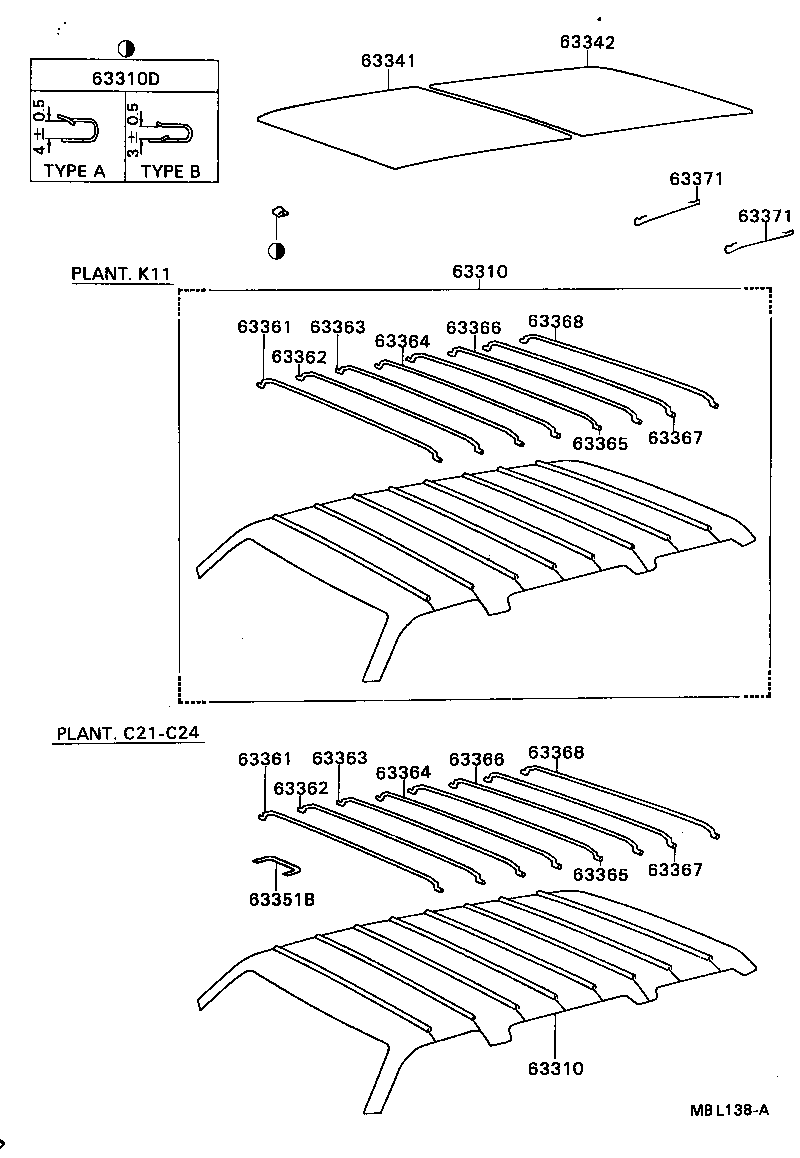 63355-28010 PAD, ROOF HEADLINING, RH product image