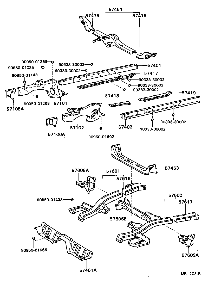 57601-20190 MEMBER SUB-ASSY, REAR FLOOR SIDE, RH product image