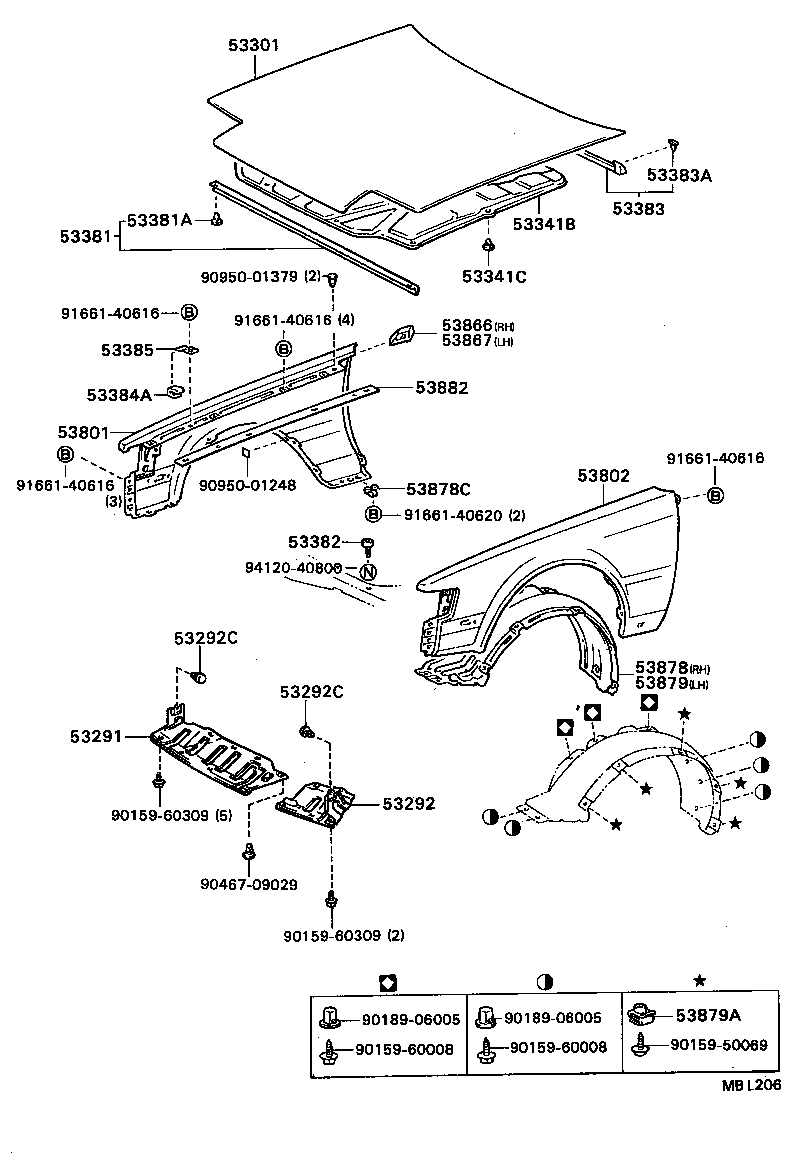 53801-20880 FENDER SUB-ASSY, FRONT RH product image
