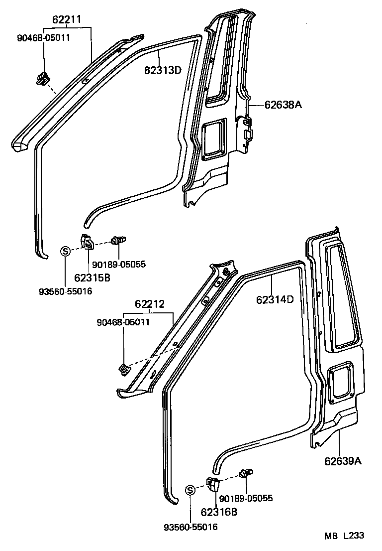 62313-27010-B0 TRIM, FRONT DOOR OPENING, RH product image