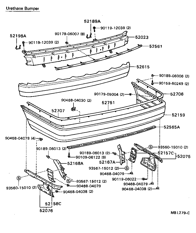 52016-32030 ARM SUB-ASSY, REAR BUMPER, LH product image