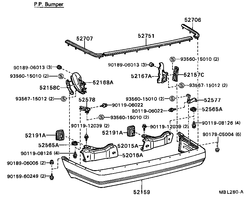52016-32030 ARM SUB-ASSY, REAR BUMPER, LH product image