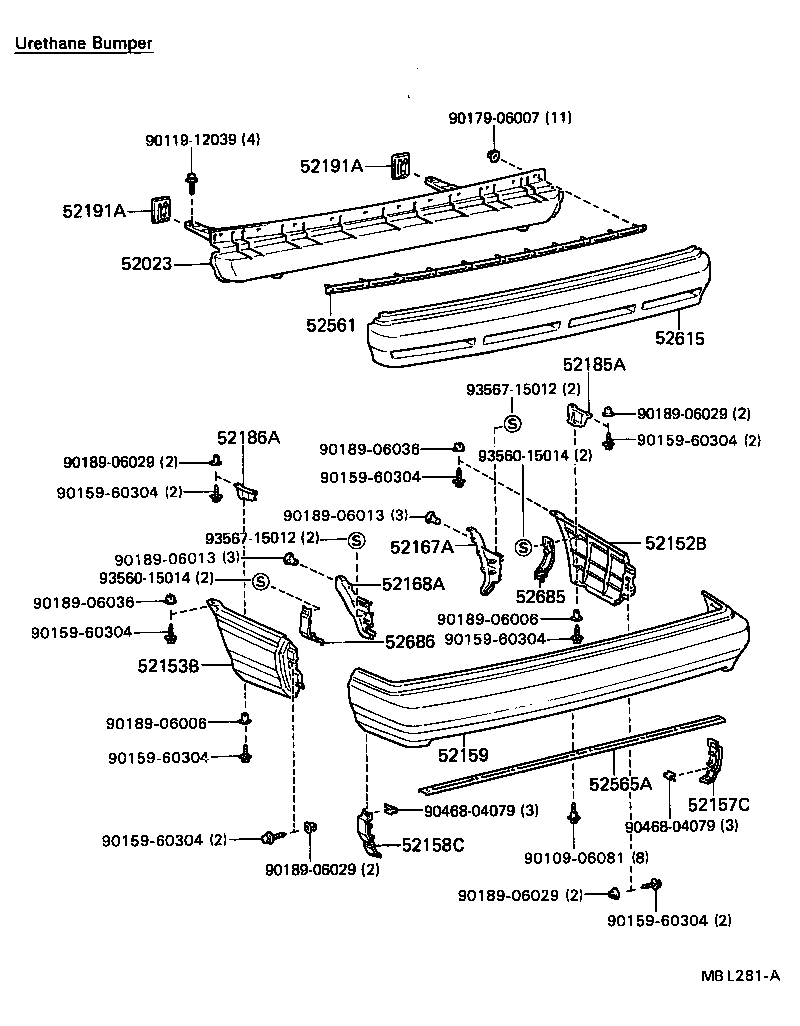 52016-32030 ARM SUB-ASSY, REAR BUMPER, LH product image