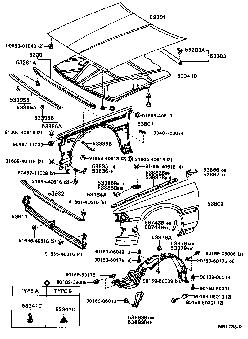 53802-32070 FENDER SUB-ASSY, FRONT LH product image