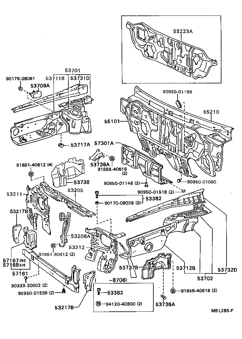 53702-32910 APRON SUB-ASSY, FRONT FENDER, LH product image