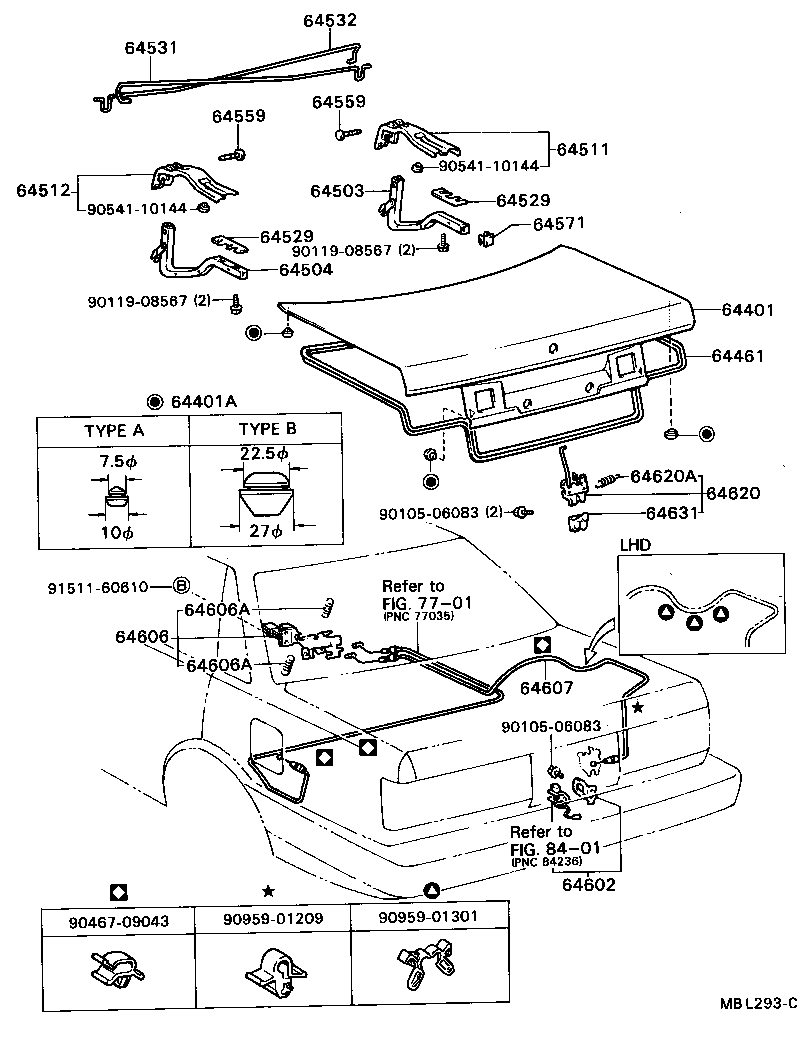 64531-32040 BAR, LUGGAGE DOOR HINGE TORSION, RH product image