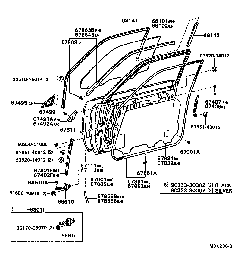 67862-32110 WEATHERSTRIP, FRONT DOOR, LH product image