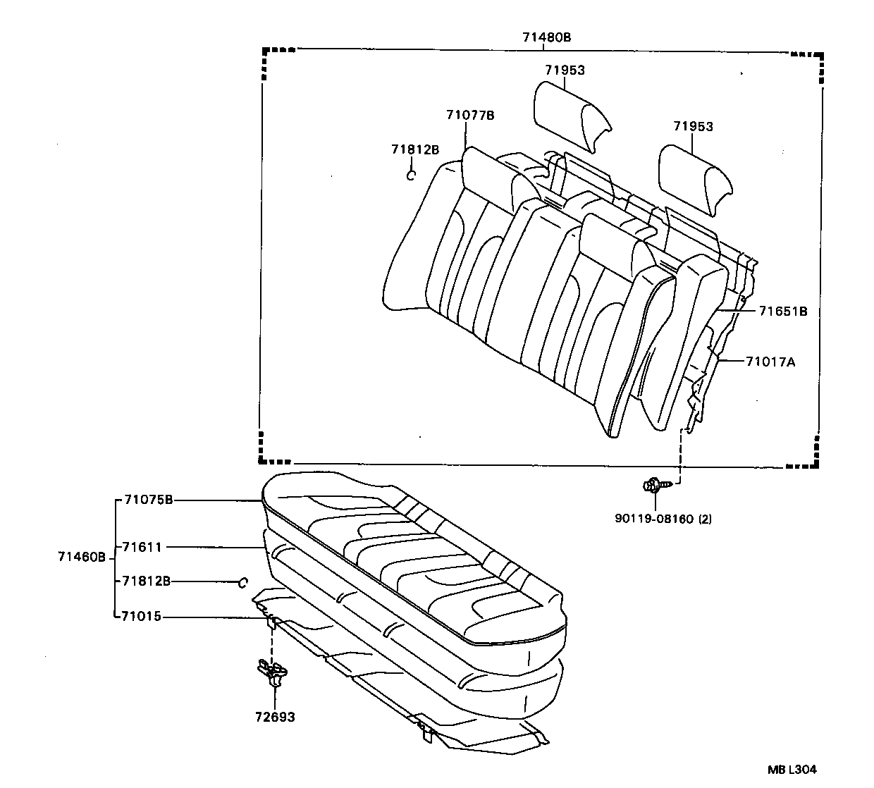 71075-32640-05 COVER, REAR SEAT CUSHION, RH (FOR SEPARATE TYPE) product image