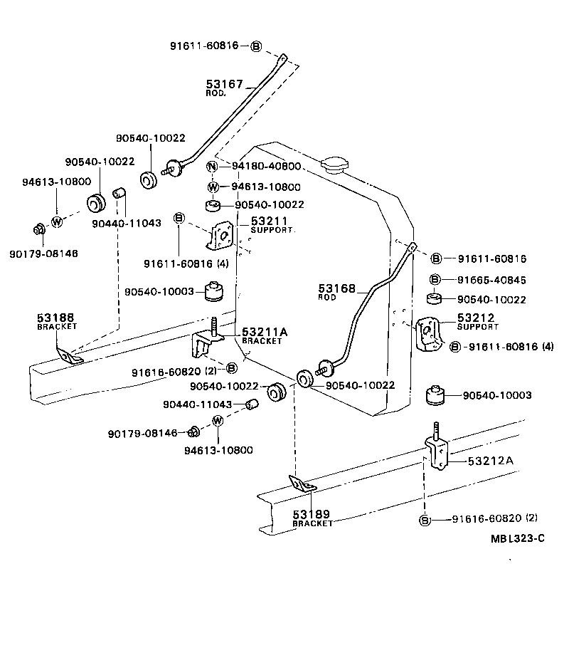 53211-36050 SUPPORT, RADIATOR, RH product image