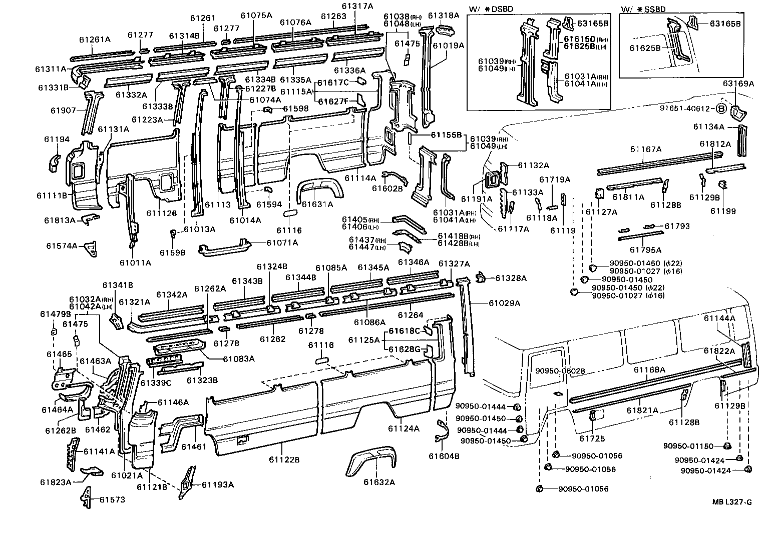61013-90B02 PILLAR SUB-ASSY, NO.3 RH product image