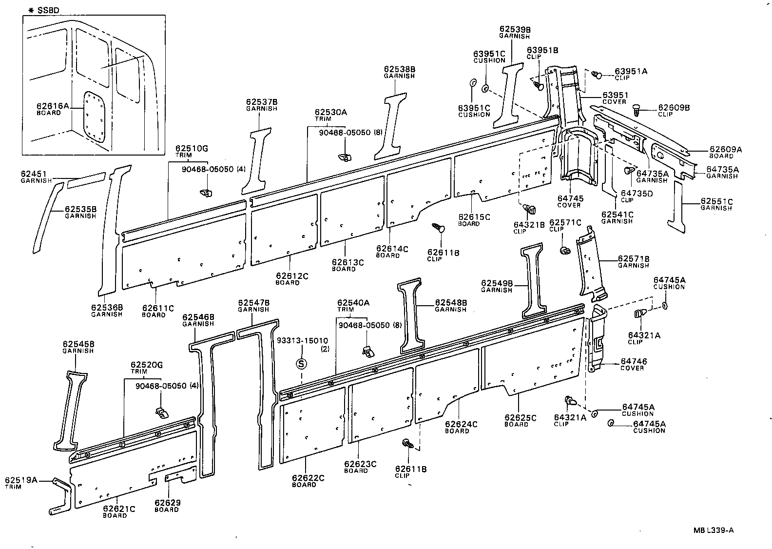 62625-90B09 BOARD, SIDE TRIM NO.4, LH product image