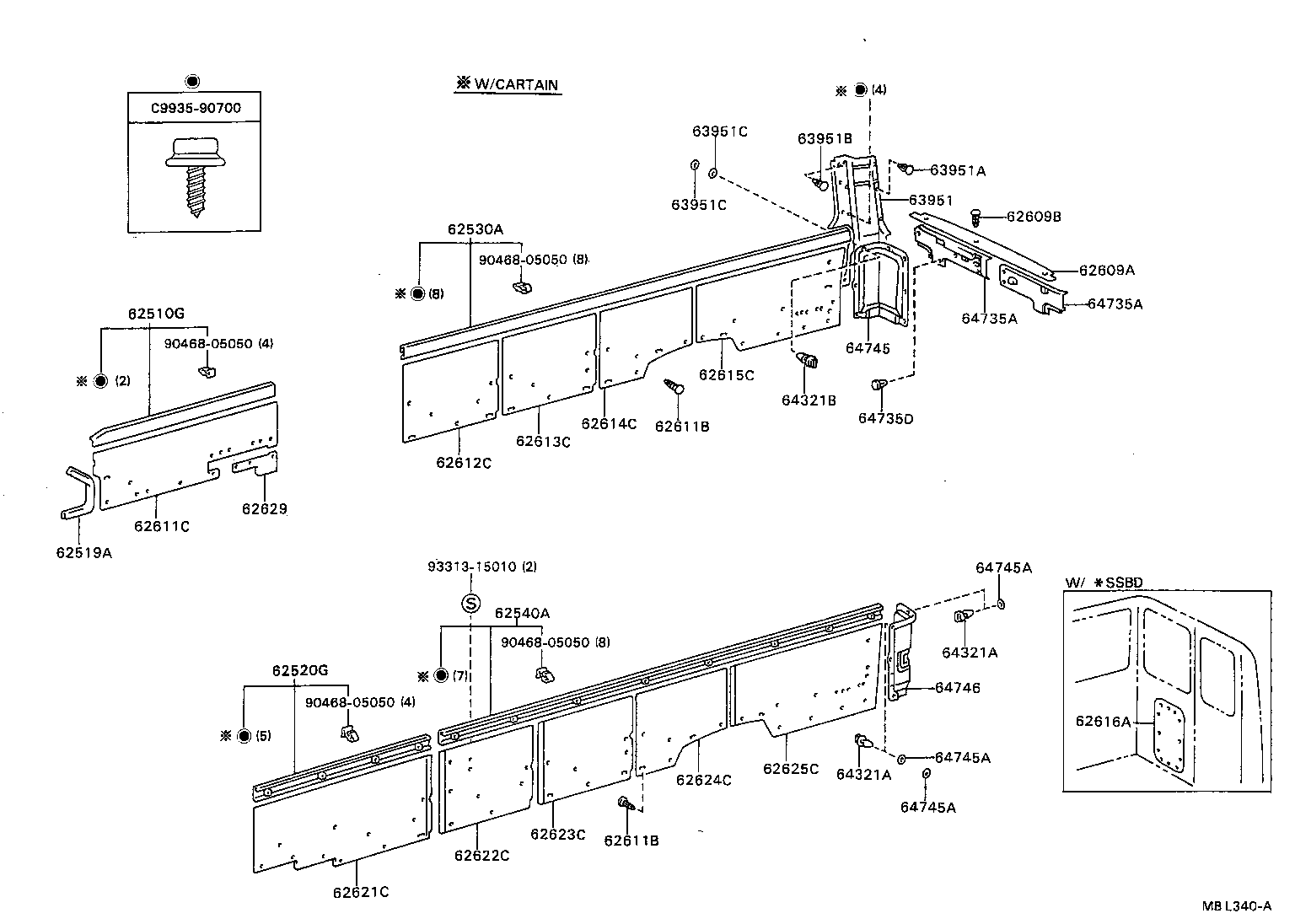 62625-90B09 BOARD, SIDE TRIM NO.4, LH product image
