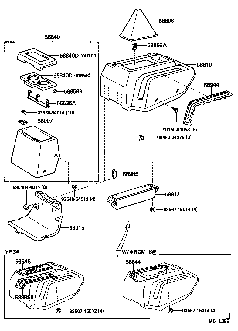 58844-95D00-06 BEZEL, CONSOLE BOX product image