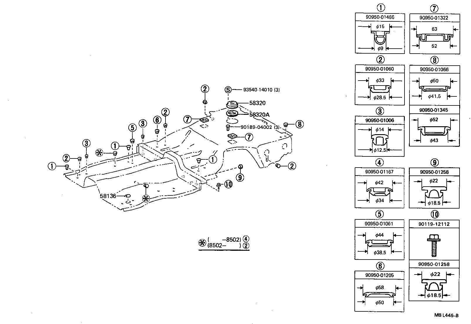 57063-22020 BRACKET, FUEL TANK MOUNTING, REAR RH product image