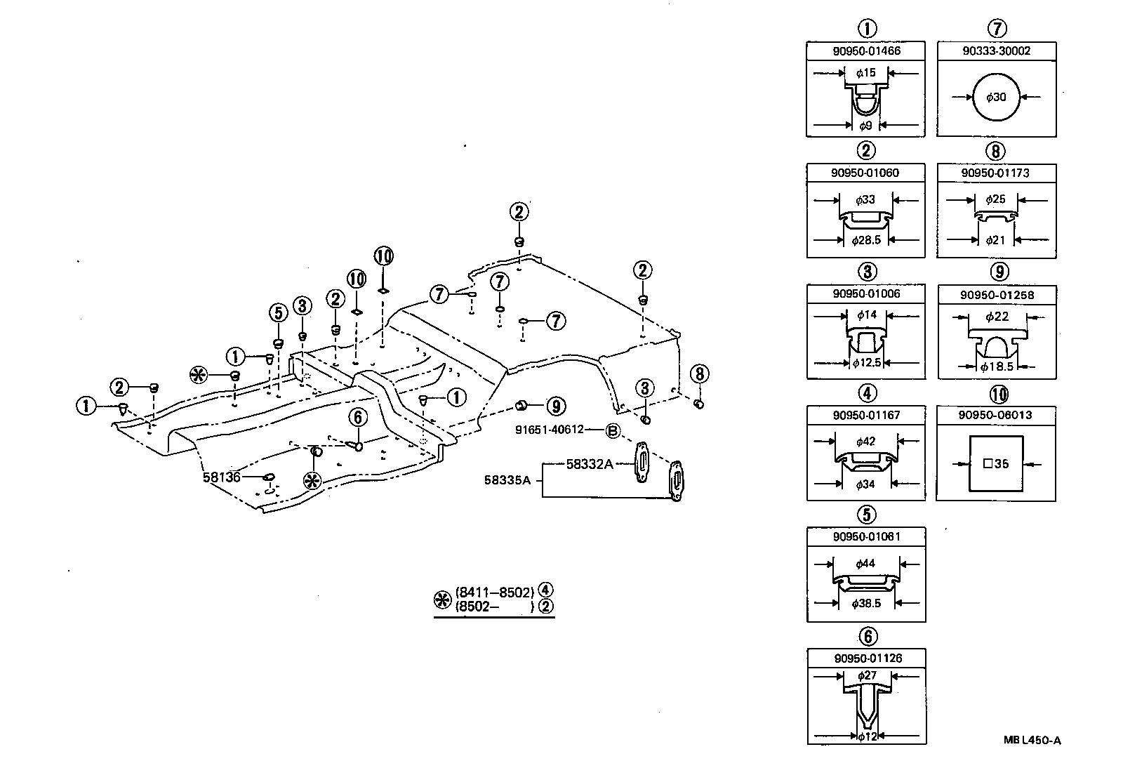 57063-22020 BRACKET, FUEL TANK MOUNTING, REAR RH product image