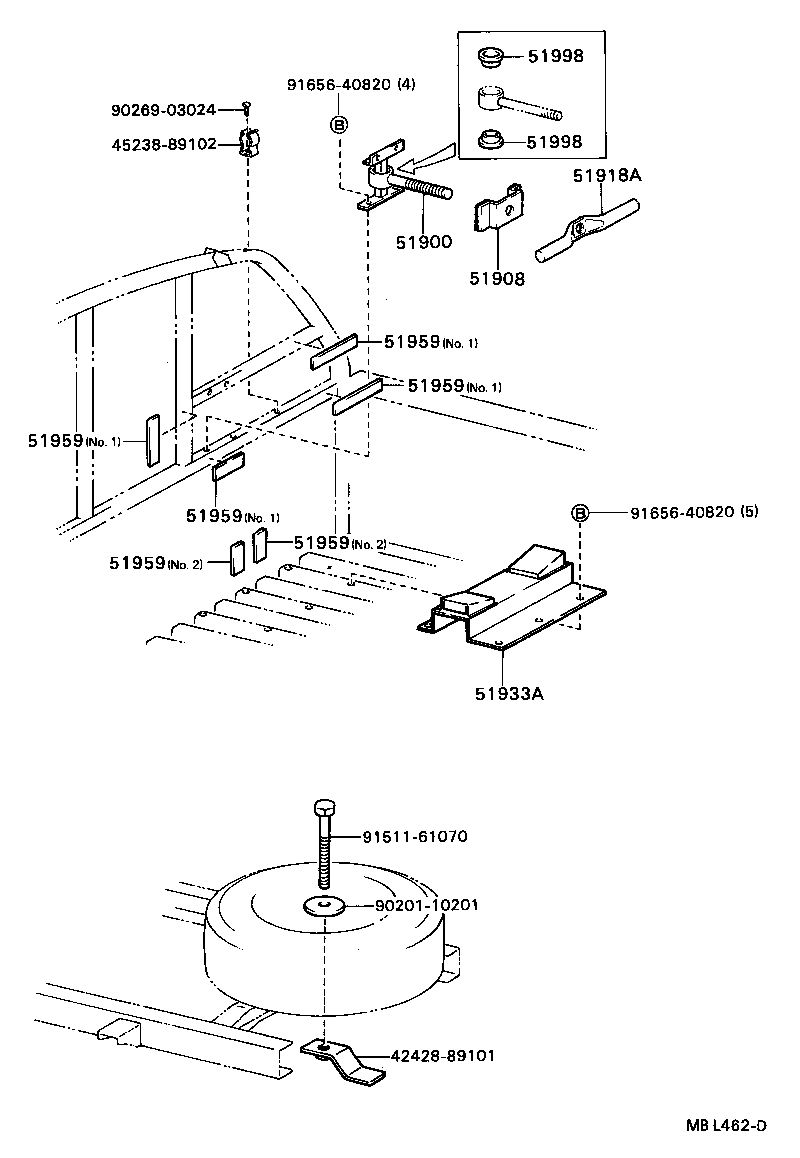 51909-89102 BRACKET SUB-ASSY, SPARE WHEEL CARRIER product image