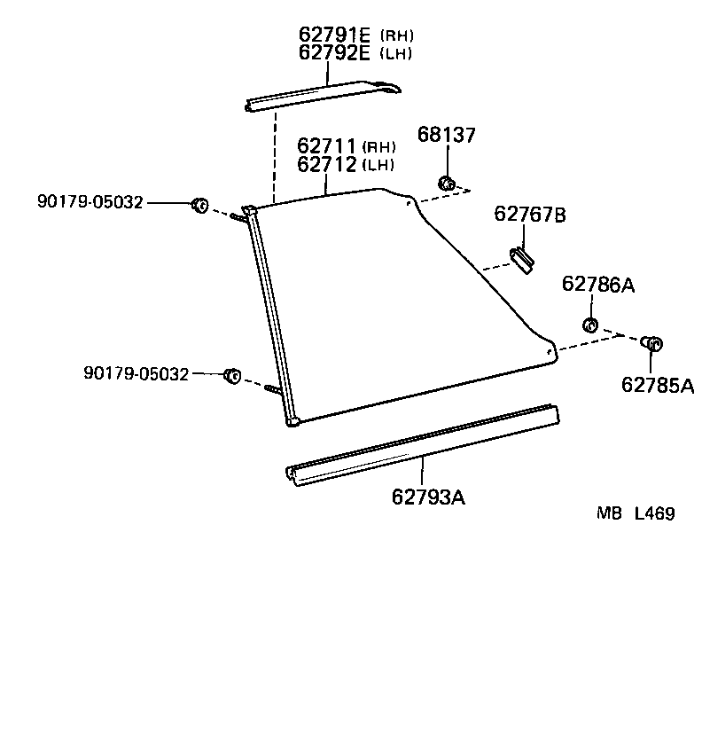 68137-16010 SPACER, QUARTER WINDOW NO.2 GLASS product image