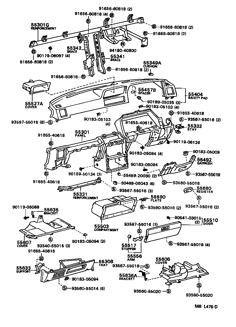 55306-20040 REINFORCEMENT, INSTRUMENT PANEL product image