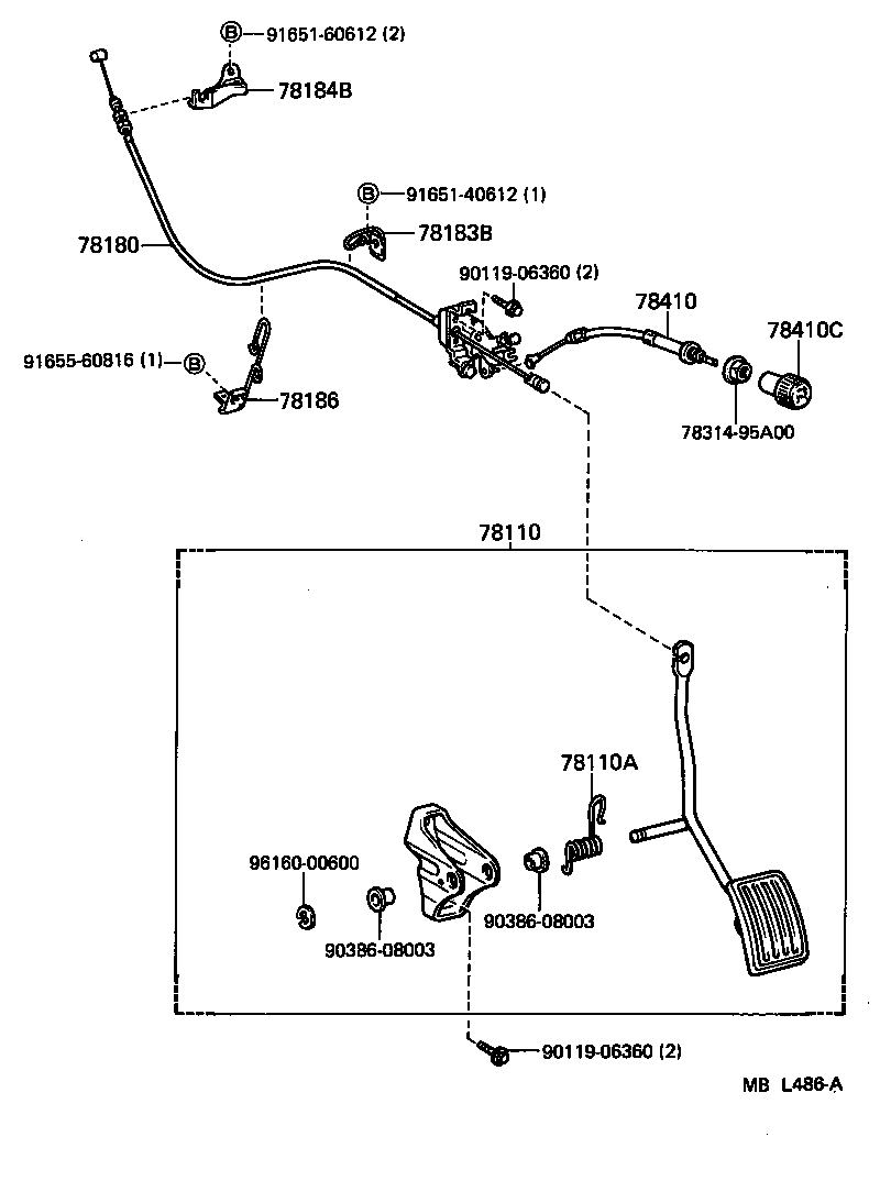 26662-55010 BRACKET, ACCELERATOR CONTROL CABLE product image