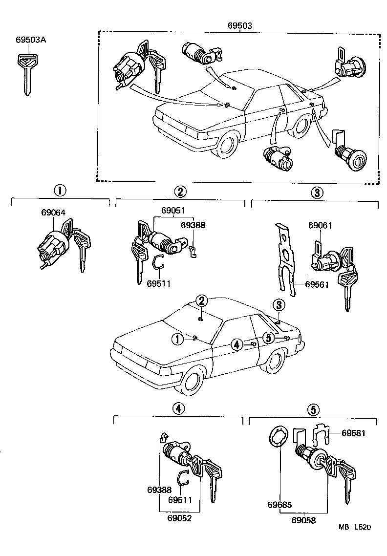 69005-16340 CYLINDER SET, LOCK product image