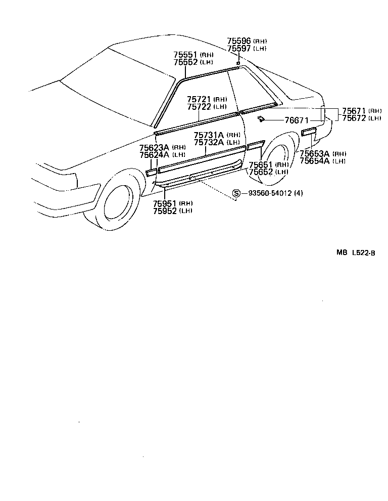 Toyota 75710-16080 MOULDING, FRONT DOOR BELT, RH