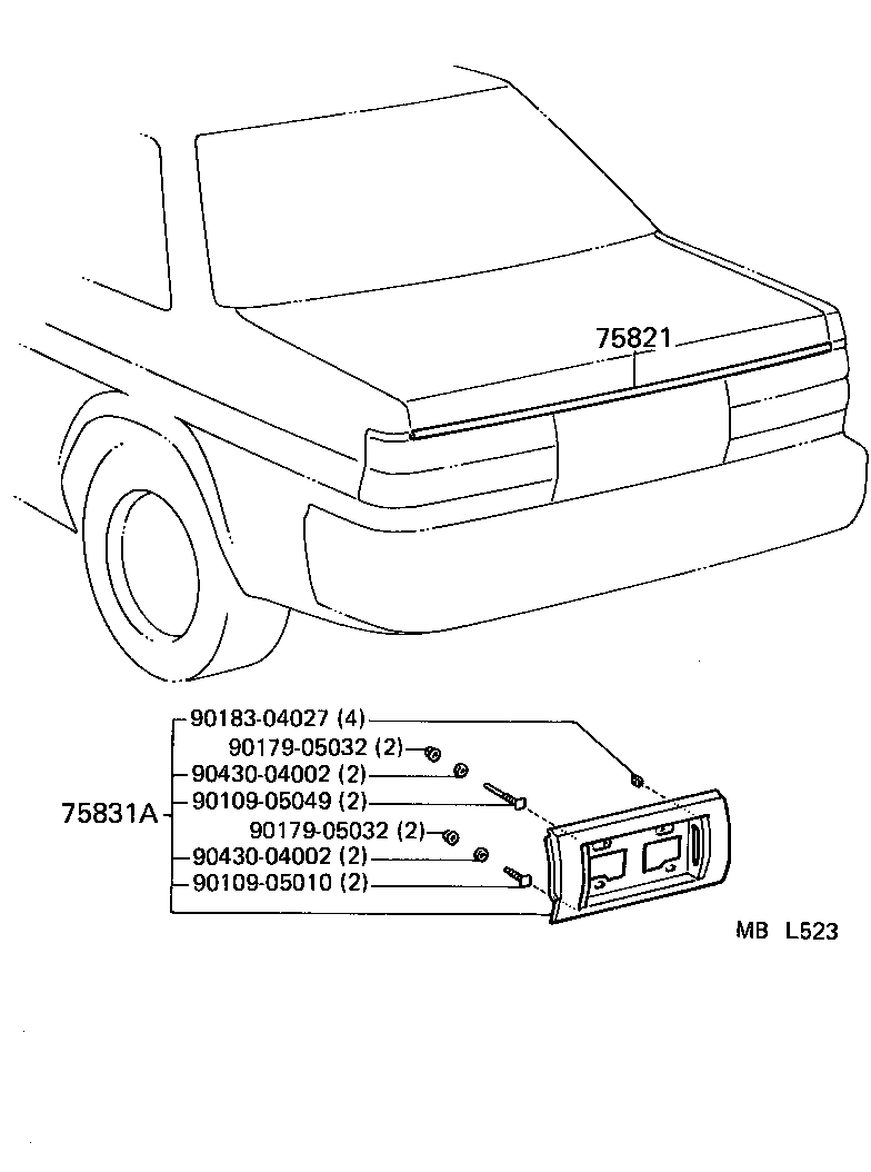75813-16060 MOULDING, LUGGAGE COMPARTMENT DOOR BACK product image
