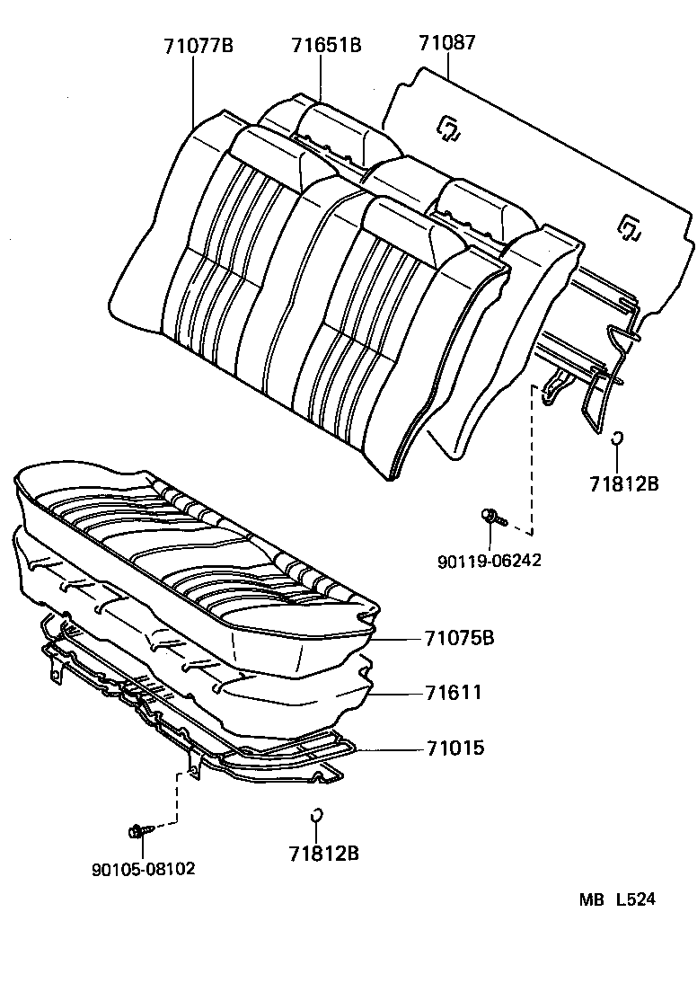 71016-16010 FRAME SUB-ASSY, REAR SEAT CUSHION product image