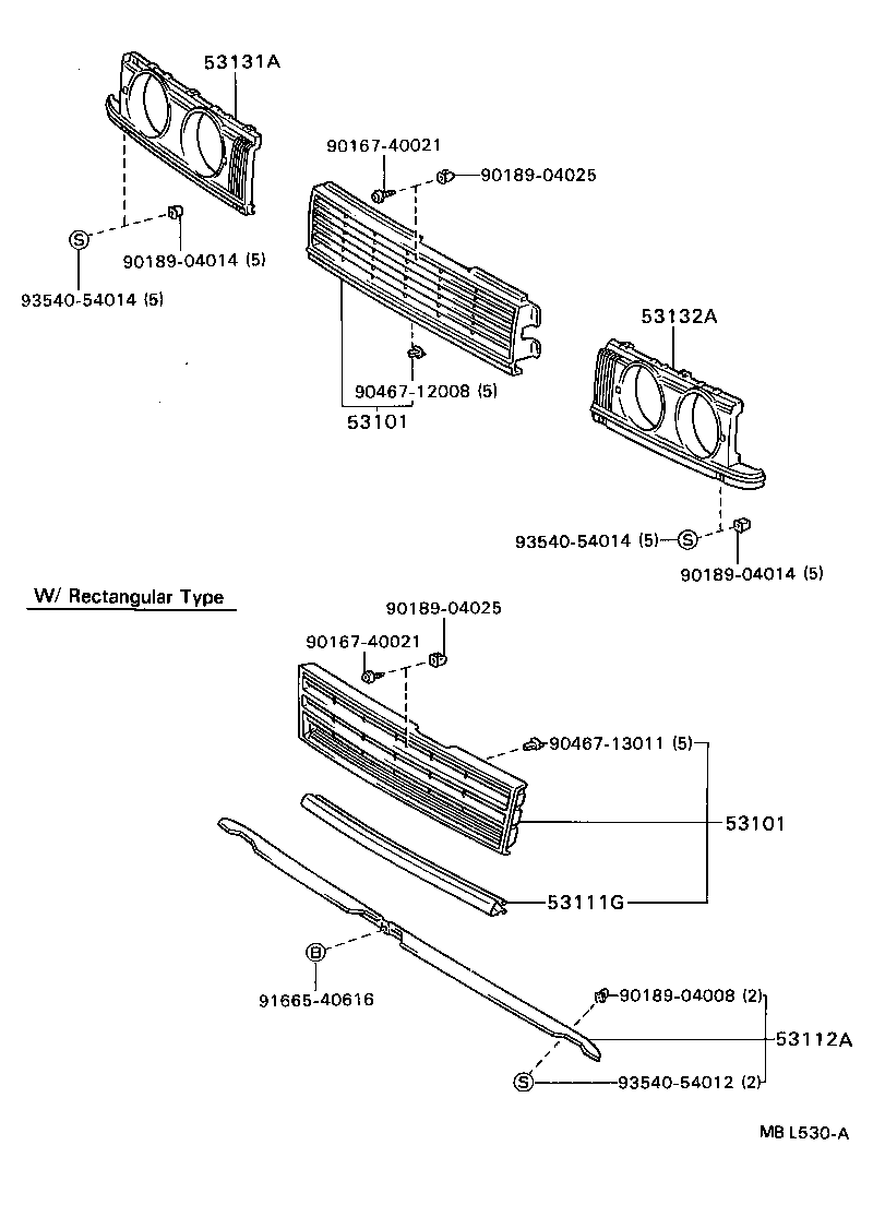 53121-20110 MOULDING, RADIATOR GRILLE, UPPER product image