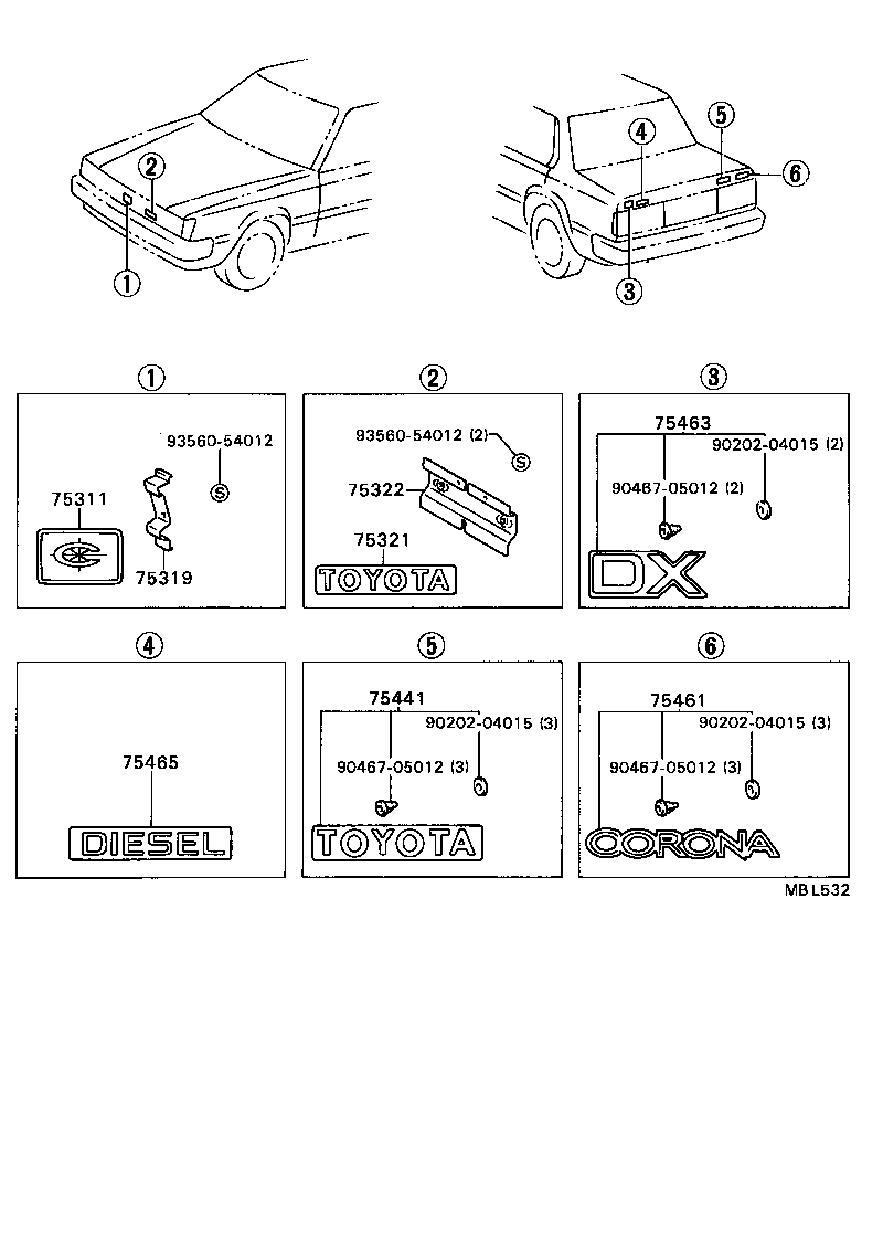 75321-29565 PLATE, RADIATOR GRILLE OR FRONT PANEL NAME product image