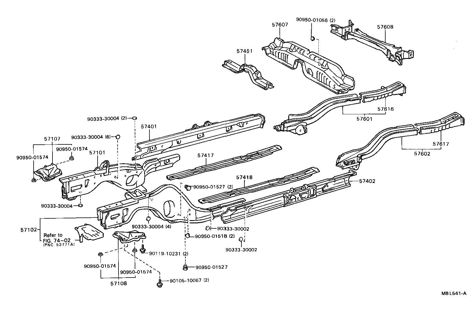 57402-32060 MEMBER SUB-ASSY, MAIN FLOOR SIDE, LH product image