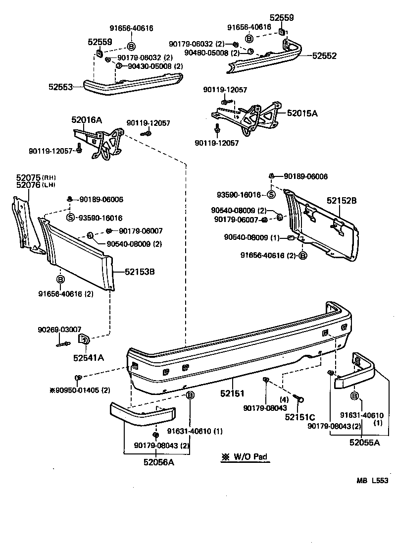 52016-91703 ARM SUB-ASSY, REAR BUMPER, LH product image