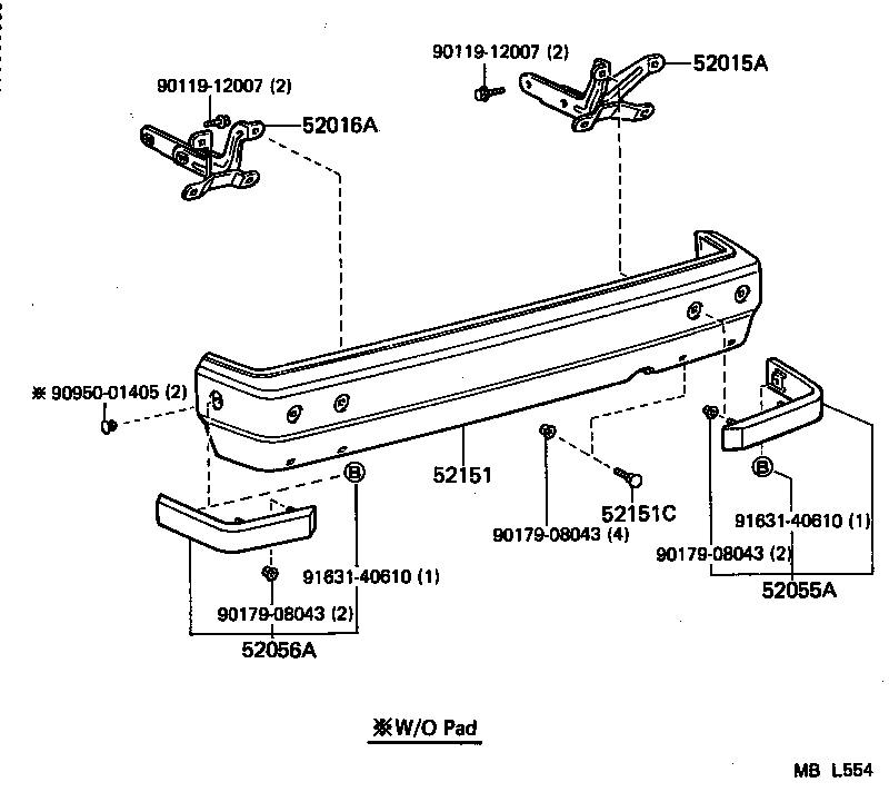 52016-91703 ARM SUB-ASSY, REAR BUMPER, LH product image