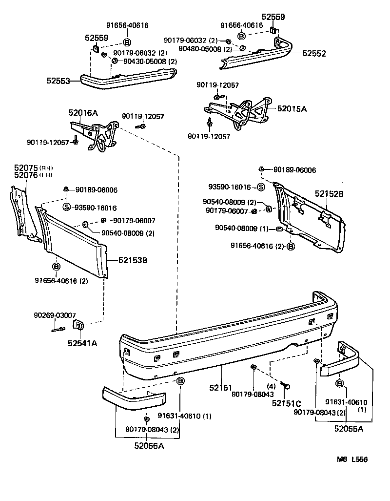 52076-30010 RETAINER SUB-ASSY, REAR BUMPER SIDE, LH product image