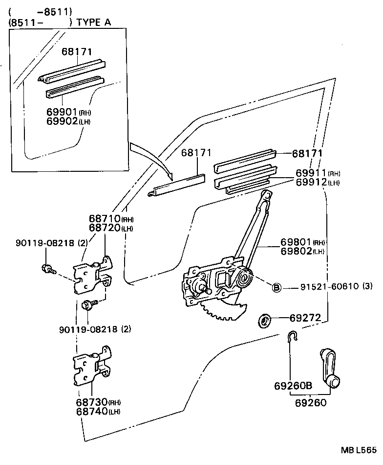 68710-95403 HINGE ASSY, FRONT DOOR, UPPER RH product image
