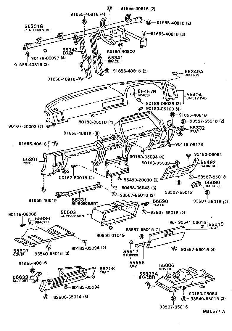 55306-20040 REINFORCEMENT, INSTRUMENT PANEL product image