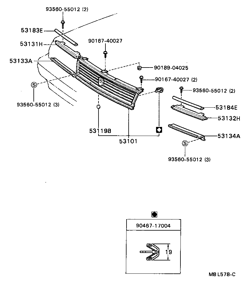 53119-20060 PROTECTOR, RADIATOR GRILLE product image