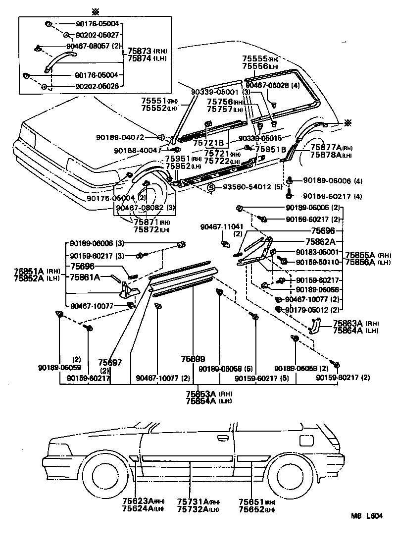 75853-09011 MOULDING, ROCKER PANEL, CENTER RH product image
